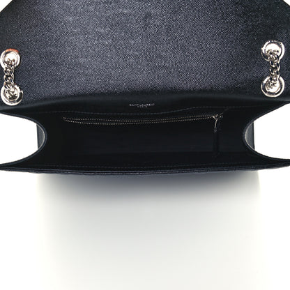 Saint Laurent Grain De Poudre Textured Mixed Matelasse Large Triquilt Monogram Satchel Black 5 of 11