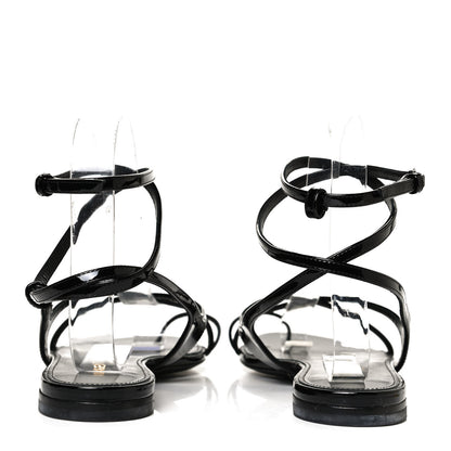 Saint Laurent Patent Calfskin Gia Ankle Strap Sandals 38 Black 6 of 11