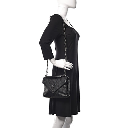 Saint Laurent Calfskin Python Embossed Monogram Medium College Bag Black 2 of 8