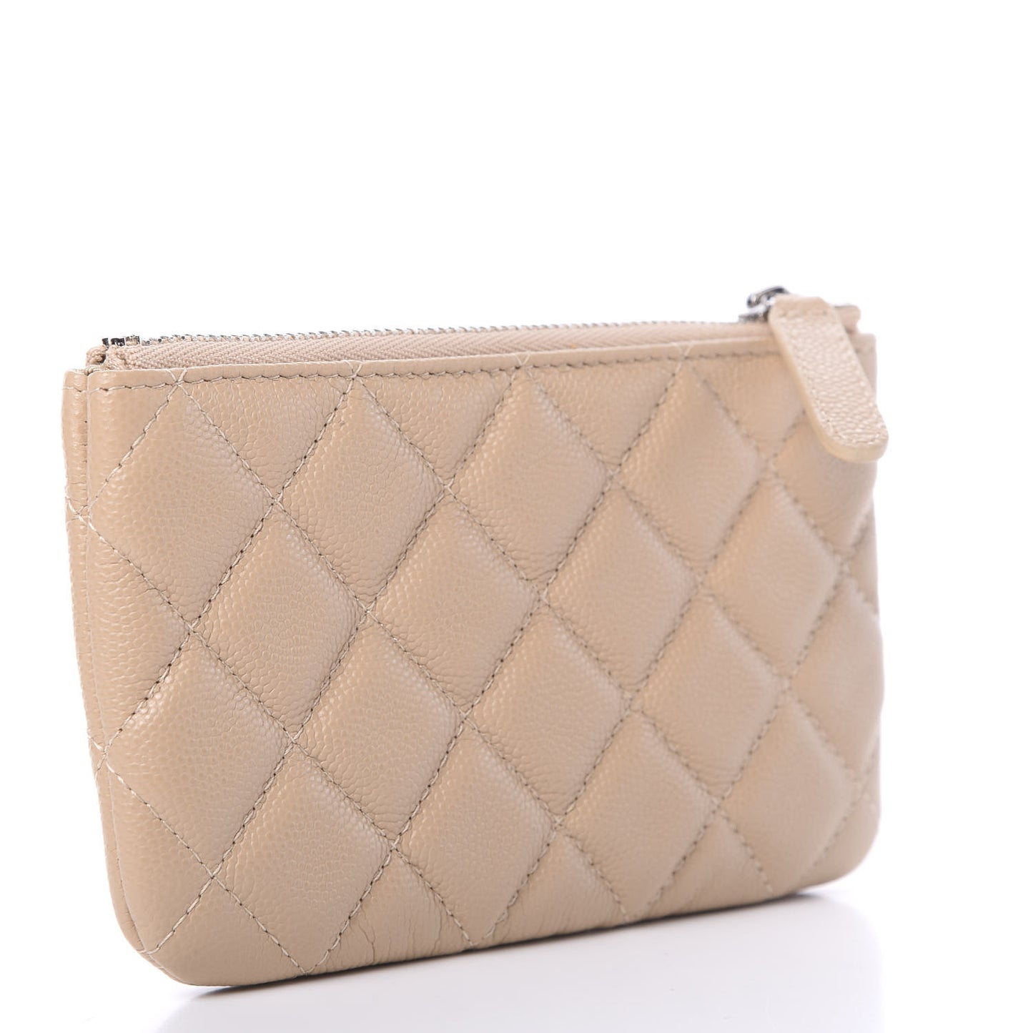 Caviar Quilted Small Cosmetic Case Beige