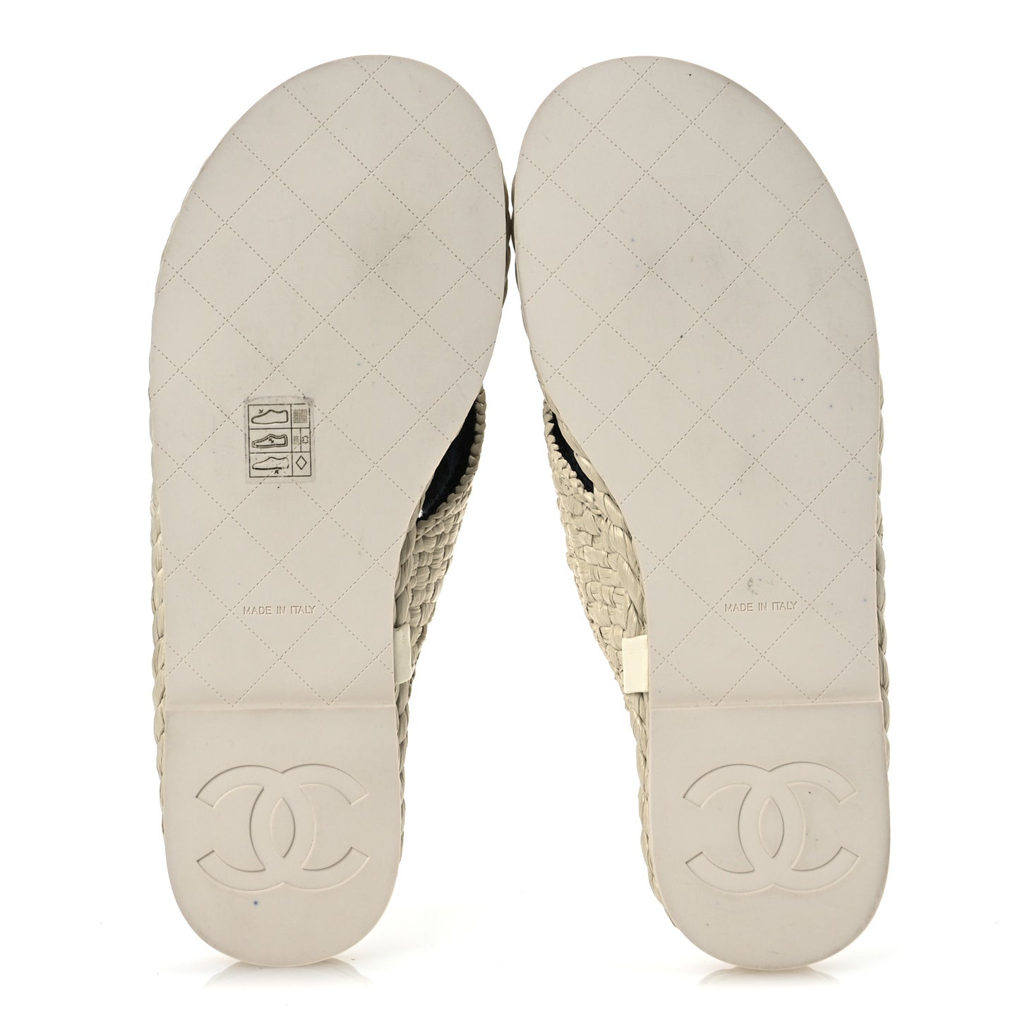 Raffia Camellia Flower Thong Sandals 38.5 Ivory