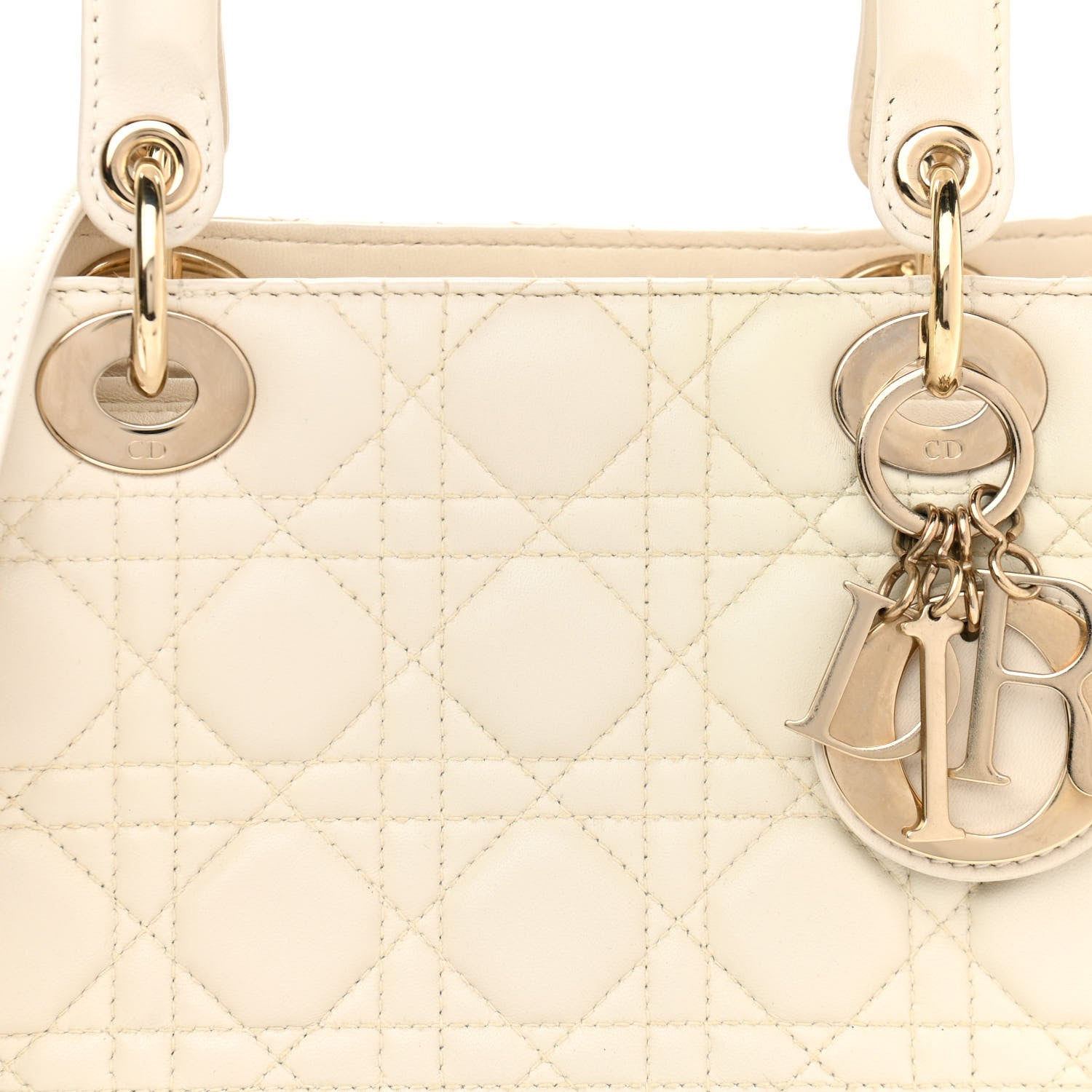 Christian Dior Lambskin Cannage Medium Lady Dior Ivory 8 of 11