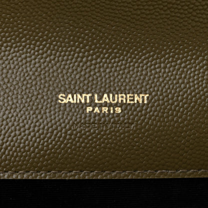 Saint Laurent Grain De Poudre Textured Mixed Matelasse Triquilt Monogram Clutch Vert Kaki 6 of 13
