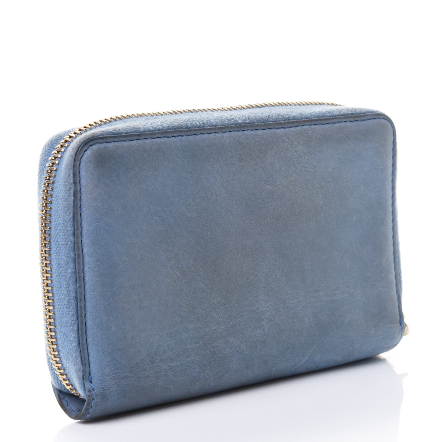 Pebbled Calfskin Medium Soho Zip Around Wallet Mineral Blue
