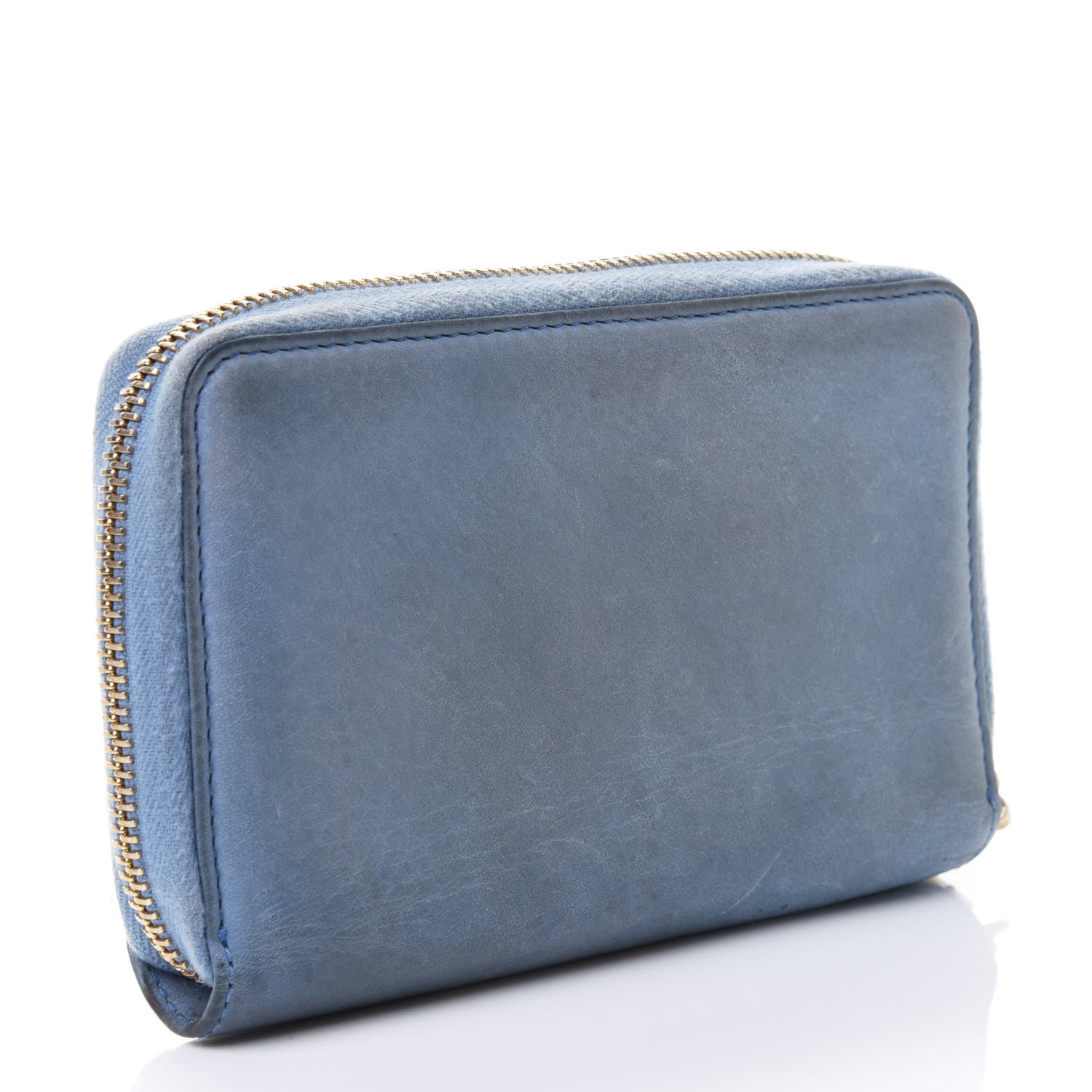 Gucci Pebbled Calfskin Medium Soho Zip Around Wallet Mineral Blue 2 of 5
