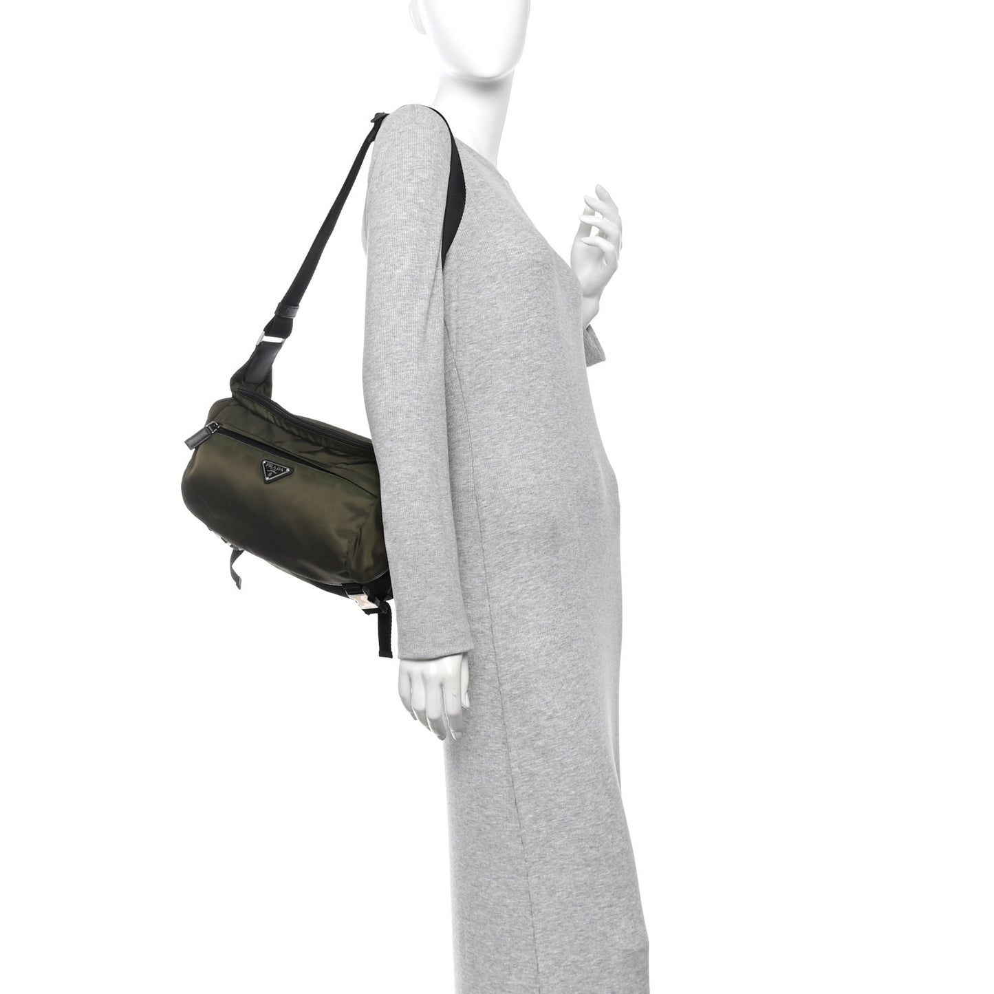 Tessuto Nylon Triangle Shoulder Bag Green