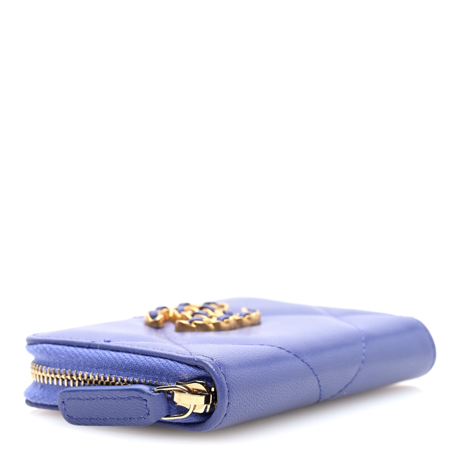 Chanel Lambskin Quilted Chanel 19 Zip Around Coin Purse Wallet  Purple 4 of 8