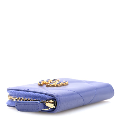 Chanel Lambskin Quilted Chanel 19 Zip Around Coin Purse Wallet  Purple 4 of 8