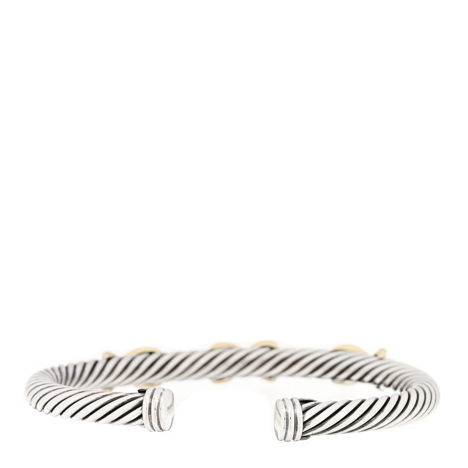 David Yurman Sterling Silver 14K Yellow Gold 5mm Triple X Cable Bracelet 2 of 3