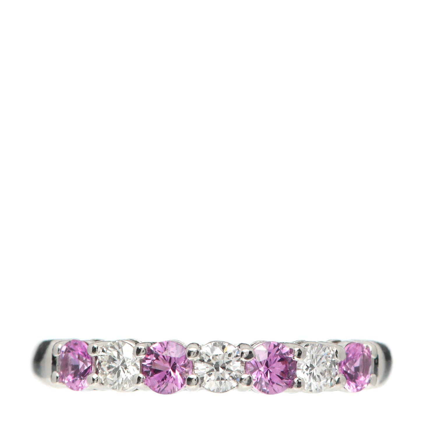 Platinum Diamond Pink Sapphire 3mm Embrace Half Circle Ring 51 5.75