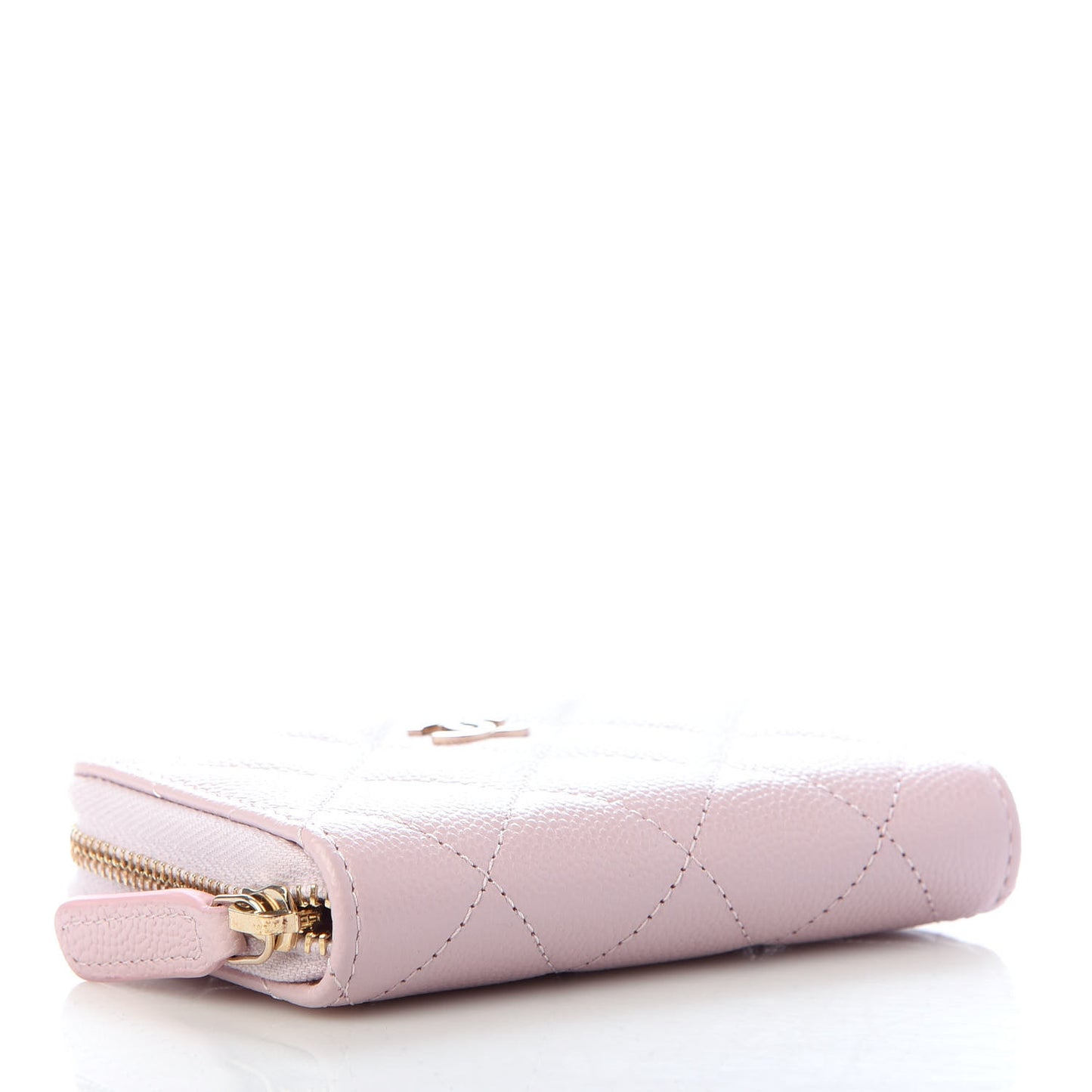 Caviar Quilted Zip Coin Purse Light Pink