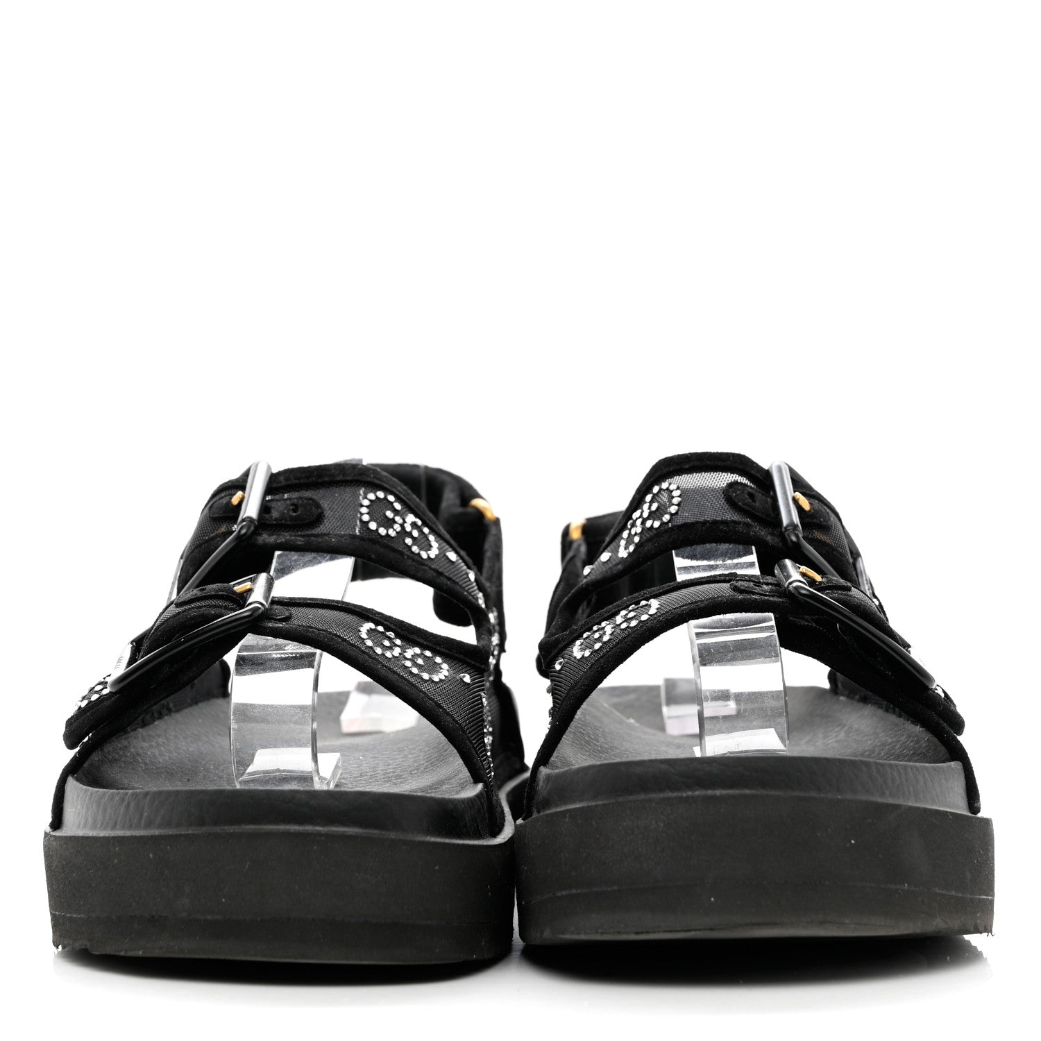 Gucci Tela Retino Kid Scamosciato Crystal GG Monogram Womens Dad Sandals 39 Black 2 of 6