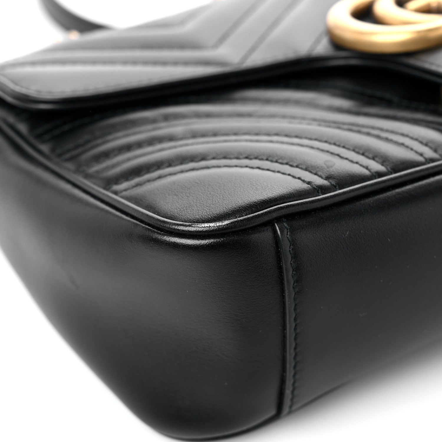 Gucci Calfskin Matelasse Small GG Marmont Shoulder Bag Black 8 of 16