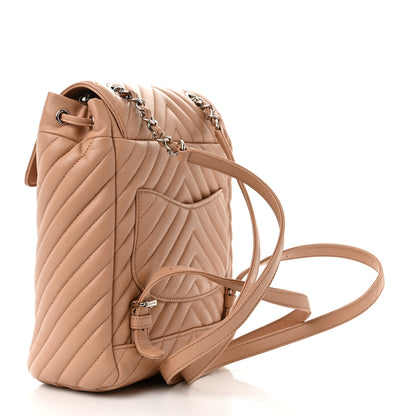 Chanel Calfskin Chevron Quilted Small Urban Spirit Backpack Beige 2 of 11