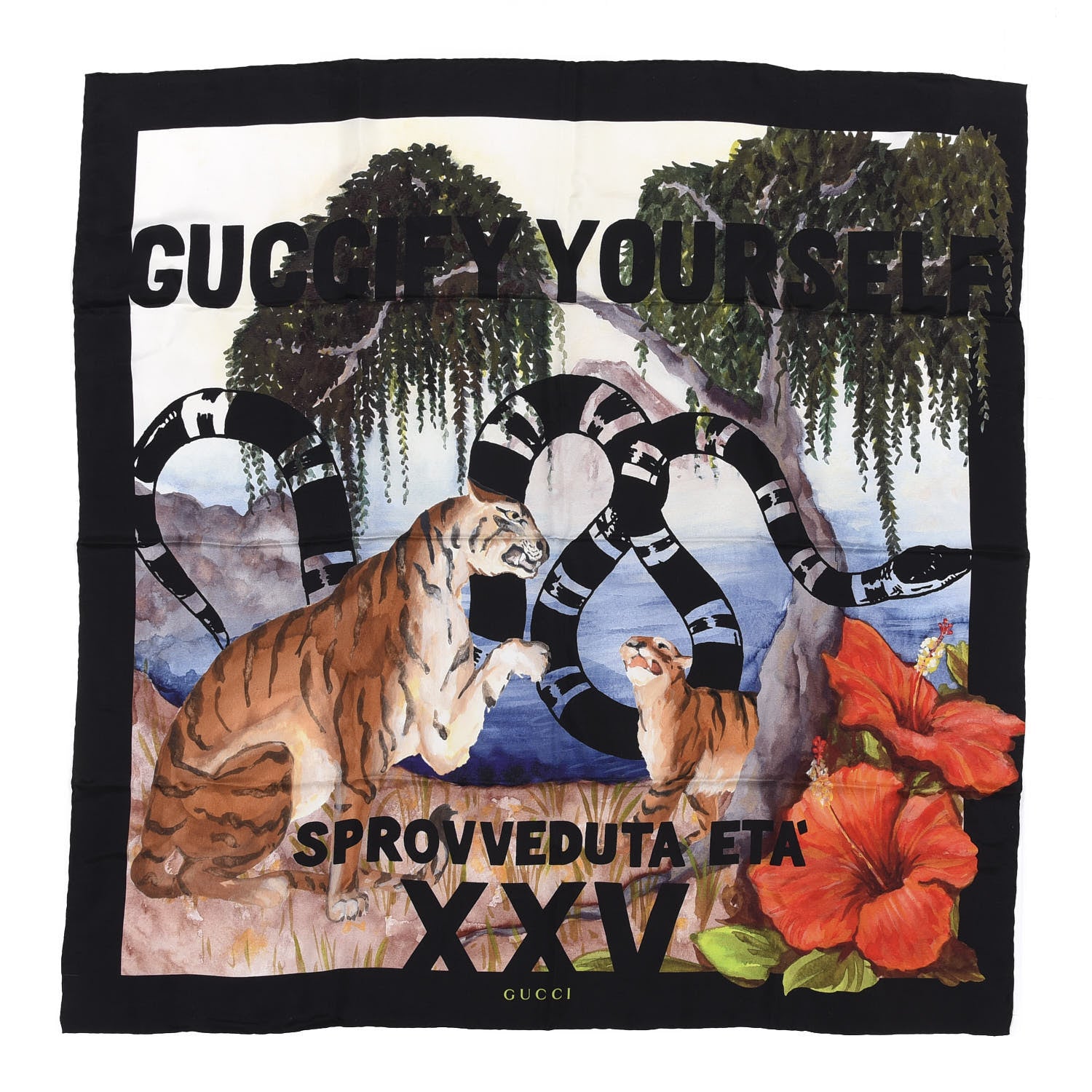 Gucci Silk Guccify Yourself Printed Scarf Black Multicolor 1 of 4