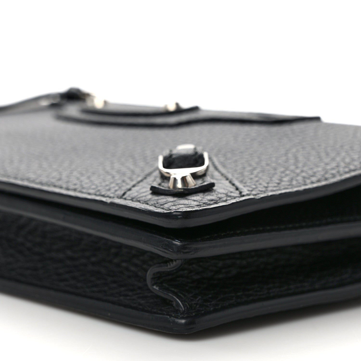 Balenciaga Grained Calfskin Classic Silver Hardware Wallet on Chain Black 10 of 12