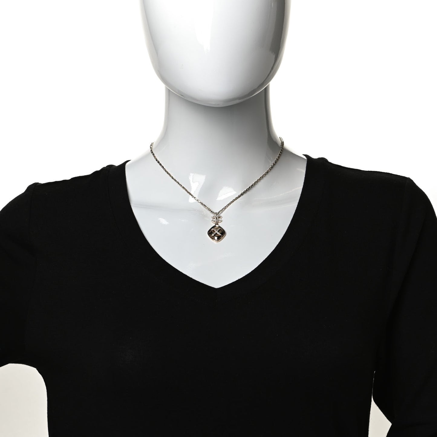 Crystal CC Cross Drop Pendant Necklace Gold