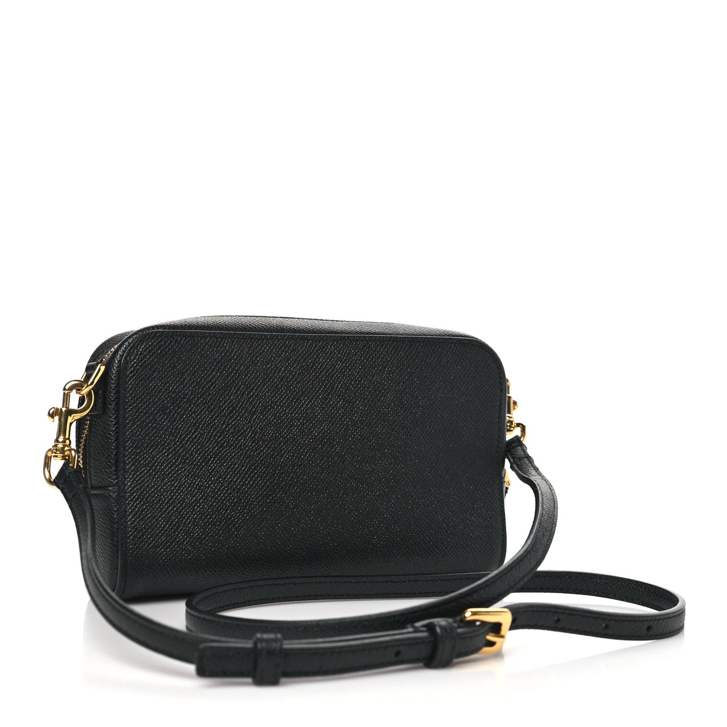 Grained Calfskin Caro Double Pouch Black