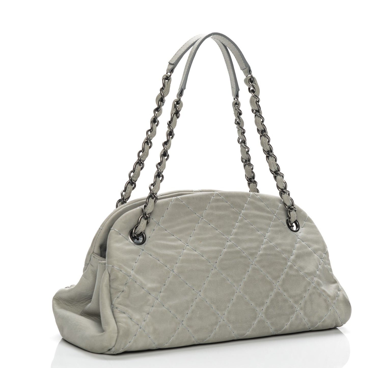 Iridescent Calfskin Medium Just Mademoiselle Bowler Grey