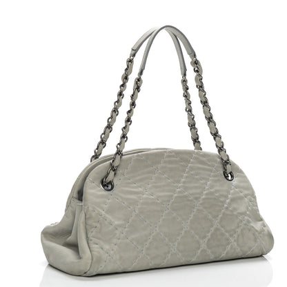 Chanel Iridescent Calfskin Medium Just Mademoiselle Bowler Grey 3 of 10