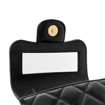 Chanel Lambskin Quilted Top Handle Flap Clutch With Chain Black 11 of 13