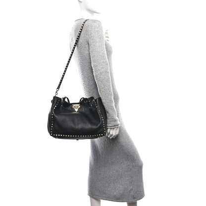 Valentino Garavani Vitello Medium Rockstud Tote Black 2 of 9