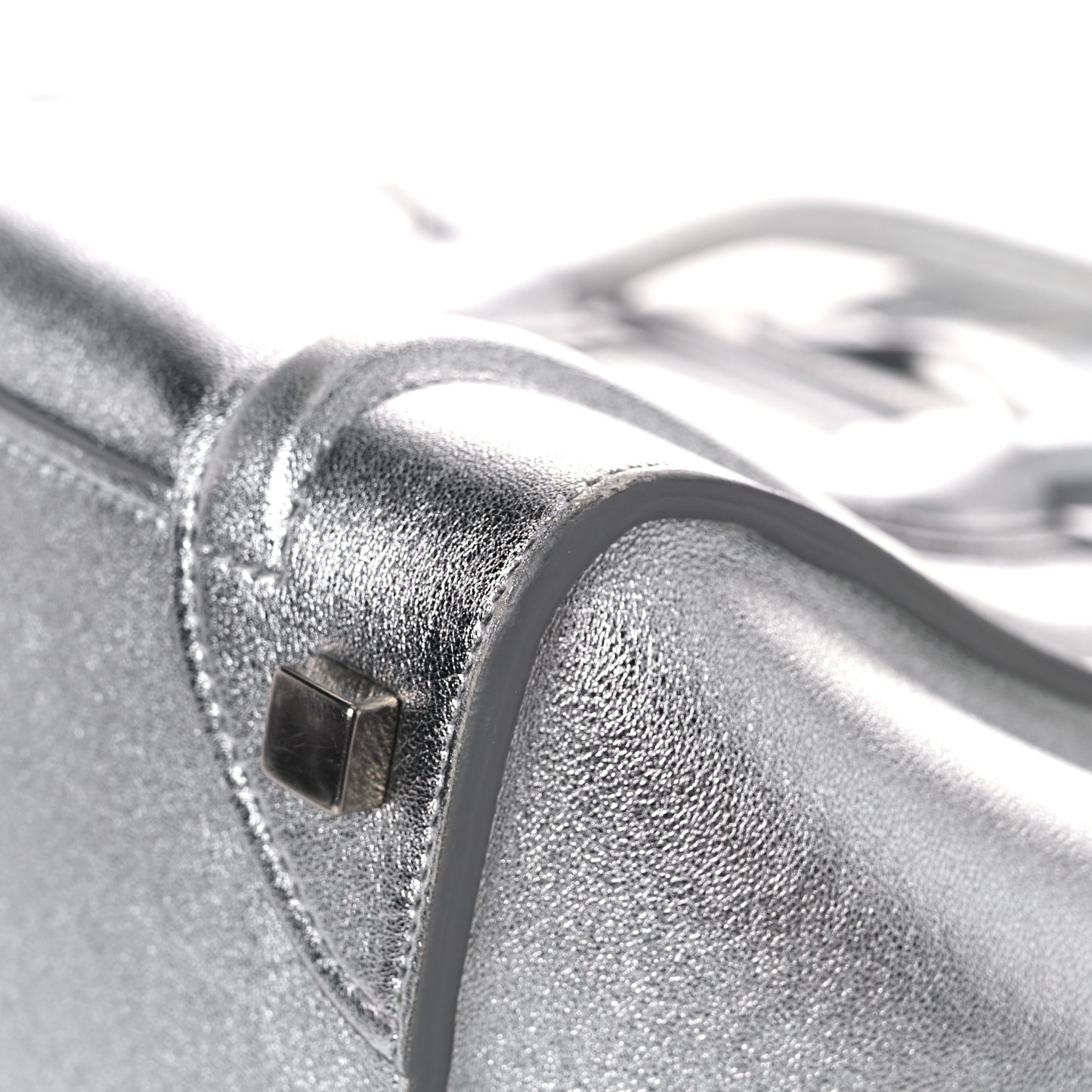Laminated Lambskin Micro Luggage Silver