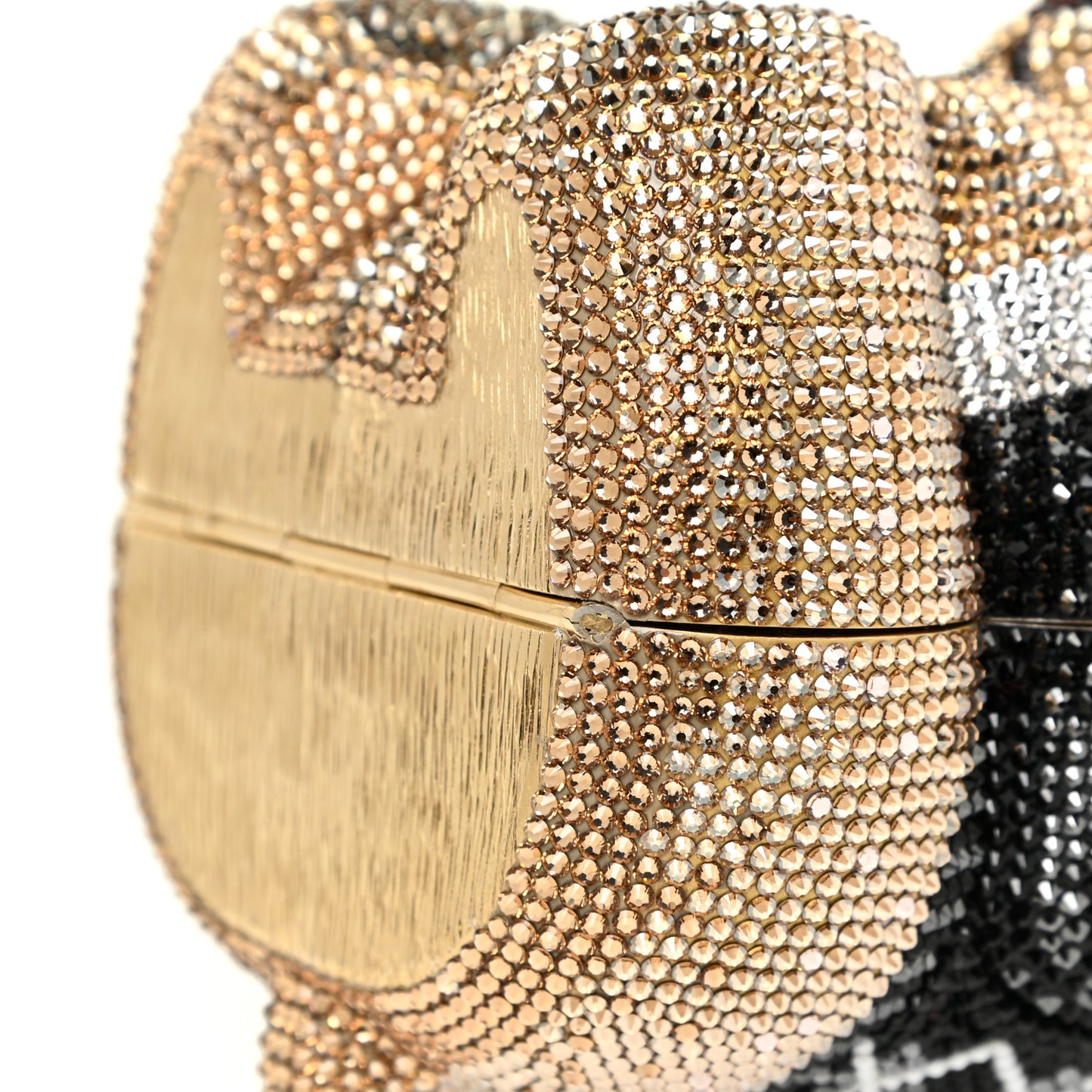 Crystal Spencer Teddy Bear Minaudiere Clutch Gold Brown