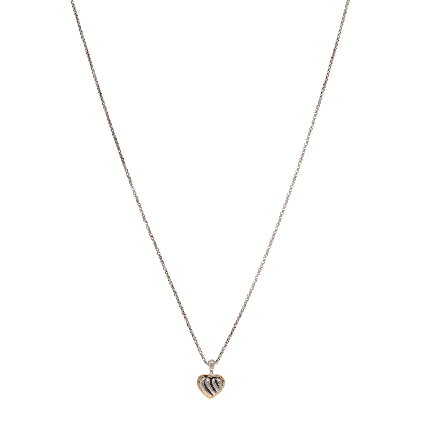 Sterling Silver 18K Yellow Gold Cable Heart Pendant Necklace