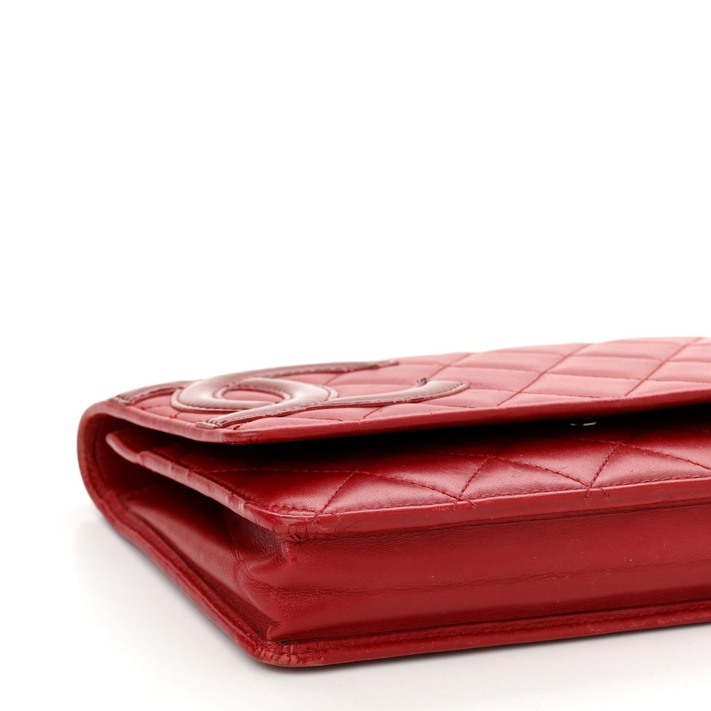 Calfskin Quilted Cambon Wallet On Chain WOC Red
