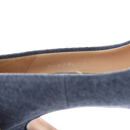 Chanel Denim Chain Around Cap Toe Platform Pumps 38 Blue Gris Fonce 9 of 11