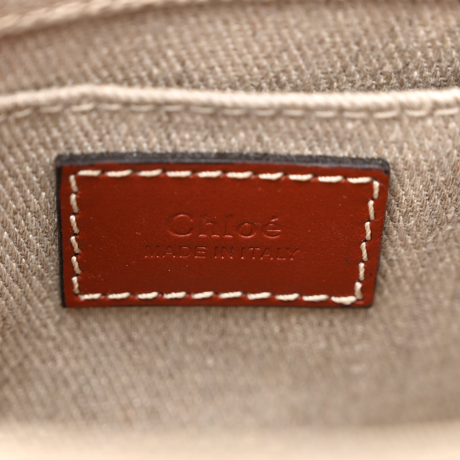 Chloe Cotton Calfskin Mini Woody Ribbon Tote White Brown 6 of 9
