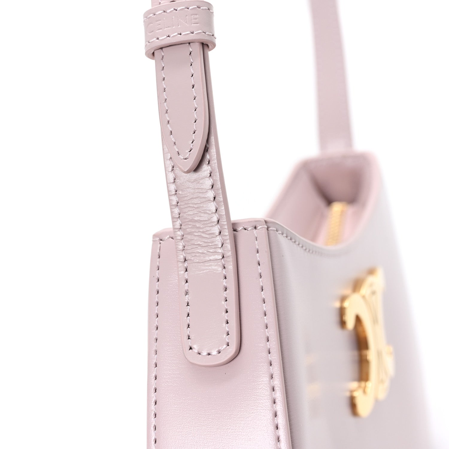 Celine Shiny Calfskin Medium Tilly Triomphe Shoulder Bag Bleached Pink 11 of 11
