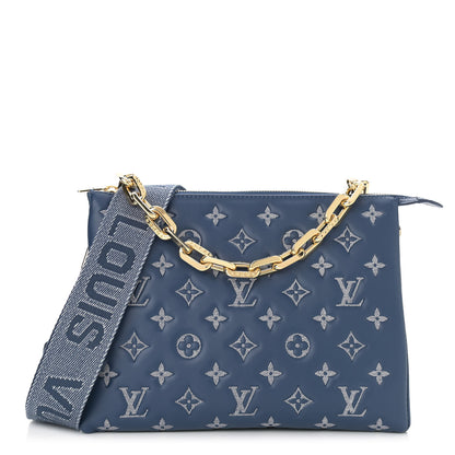 Louis Vuitton Lambskin Embossed Monogram Coussin PM Denim Blue 1 of 11