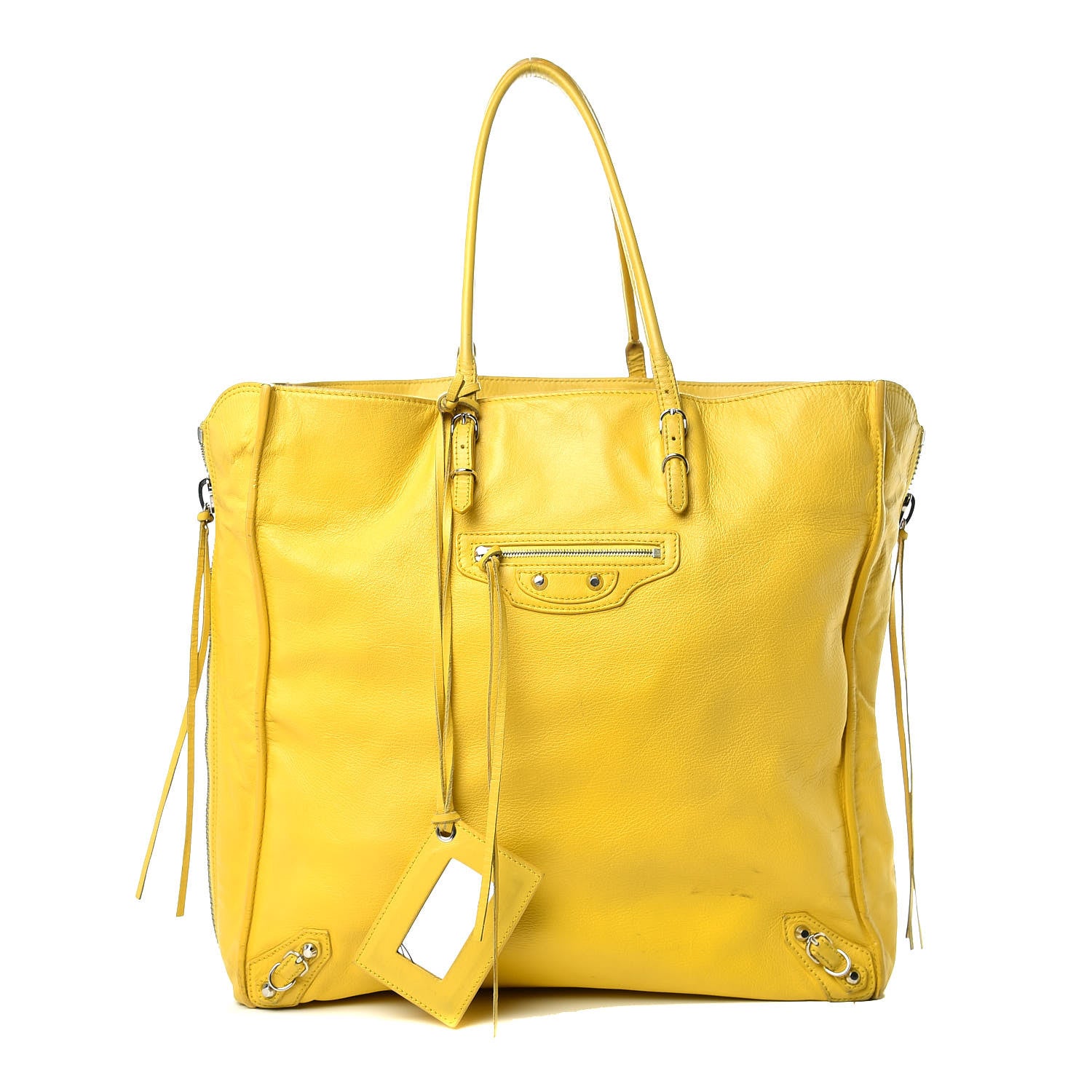 Balenciaga Supple Calfskin Papier Ledger Zip Around Tote Jaune Soleil 1 of 13