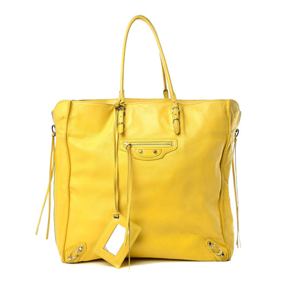 Balenciaga Supple Calfskin Papier Ledger Zip Around Tote Jaune Soleil 1 of 13