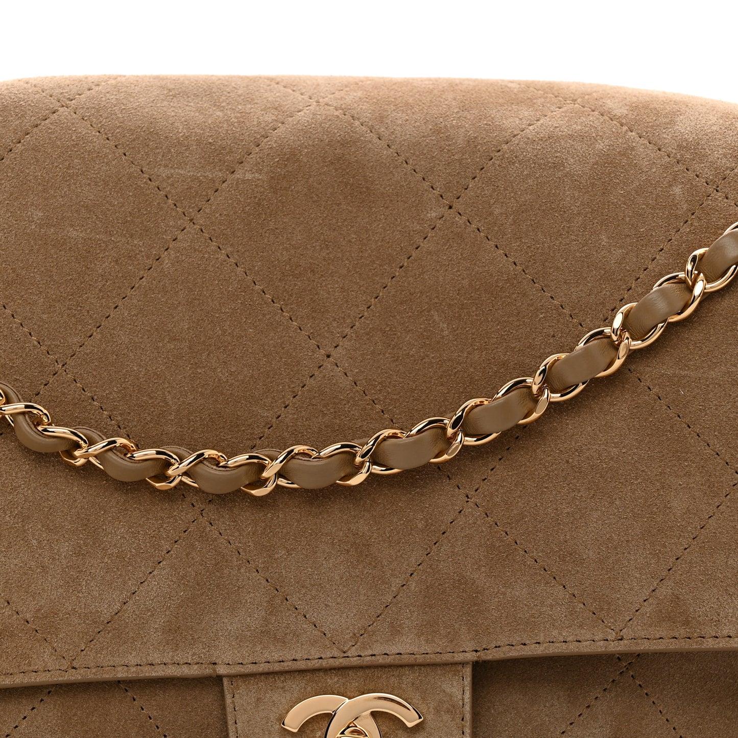 Suede Calfskin Souplissimo Maxi Flap Dark Beige