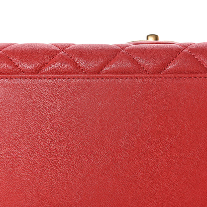 Chanel Shiny Sheepskin Quilted Large Trapezio Flap Red 13 of 15