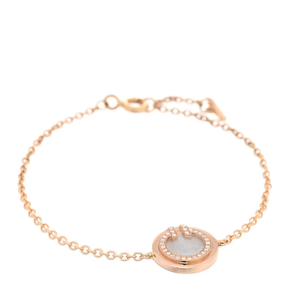 Tiffany 18K Rose Gold Diamond Mother of Pearl T Circle Bracelet 1 of 4