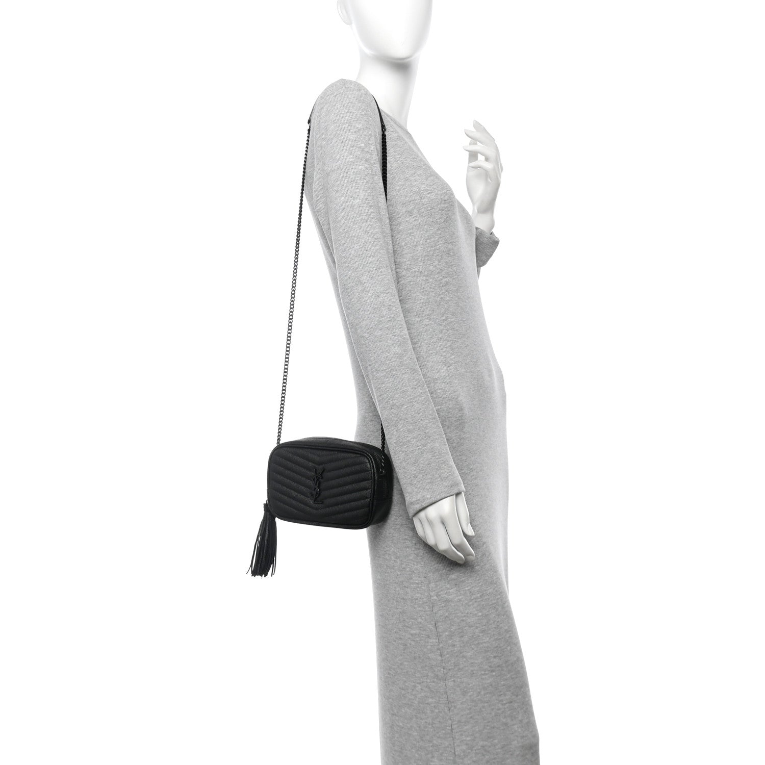 Saint Laurent Grain De Poudre Matelasse Monochrome Monogram Mini Lou Camera Bag Black 2 of 10