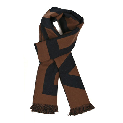 Burberry Wool Jacquard Logo Scarf Black Brown 1 of 3