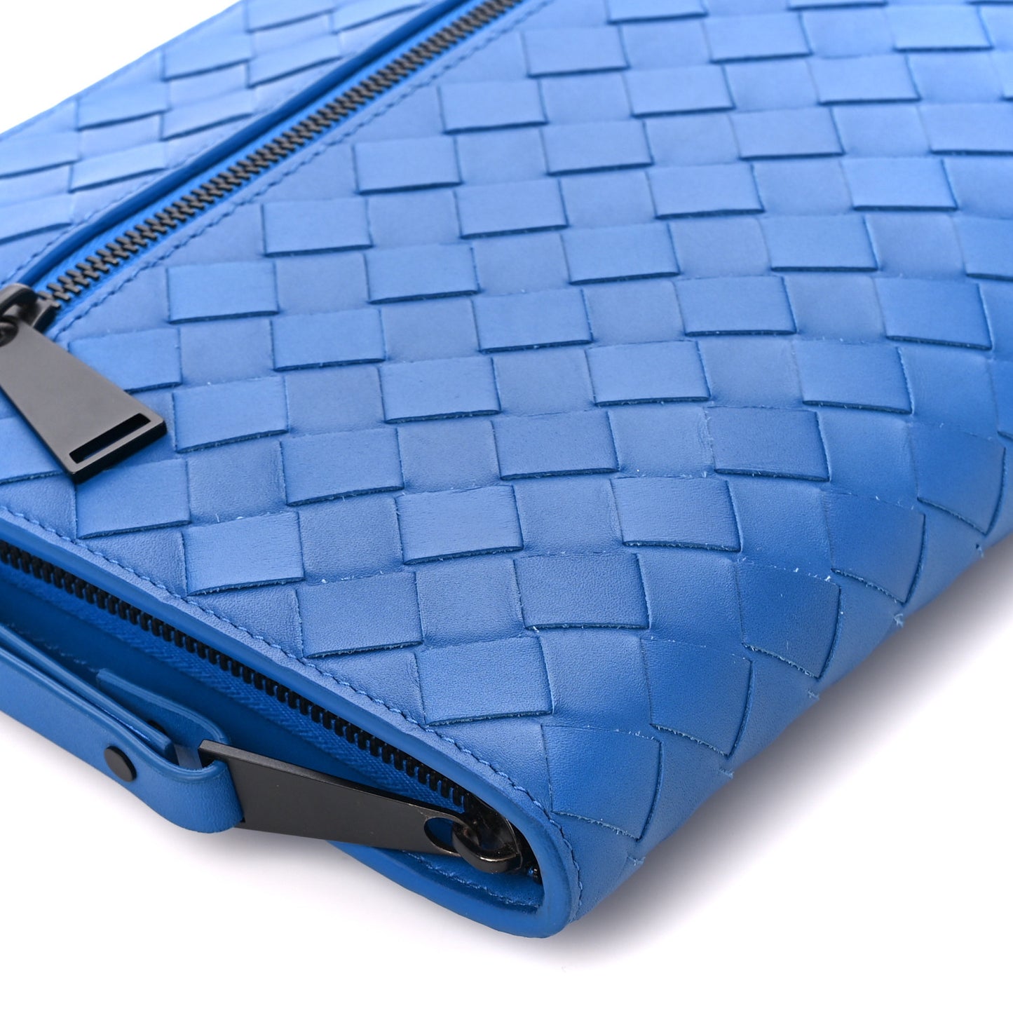 Calfskin Intrecciato Small Document Case Blue