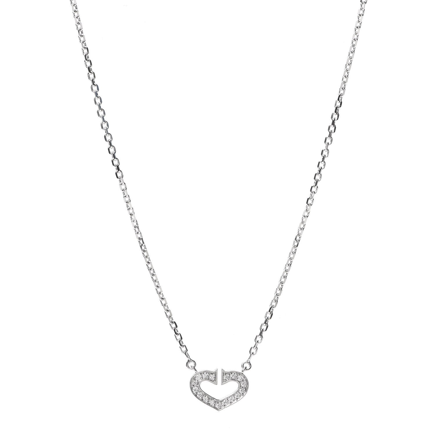 Cartier 18K White Gold Diamond Small Hearts and Symbols Pendant Necklace 1 of 6