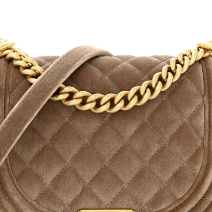 Chanel Velvet Quilted Small Boy Messenger Bag Beige 8 of 10