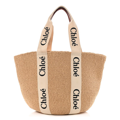 Chloe Raffia Large Woody Tote White 1 of 12