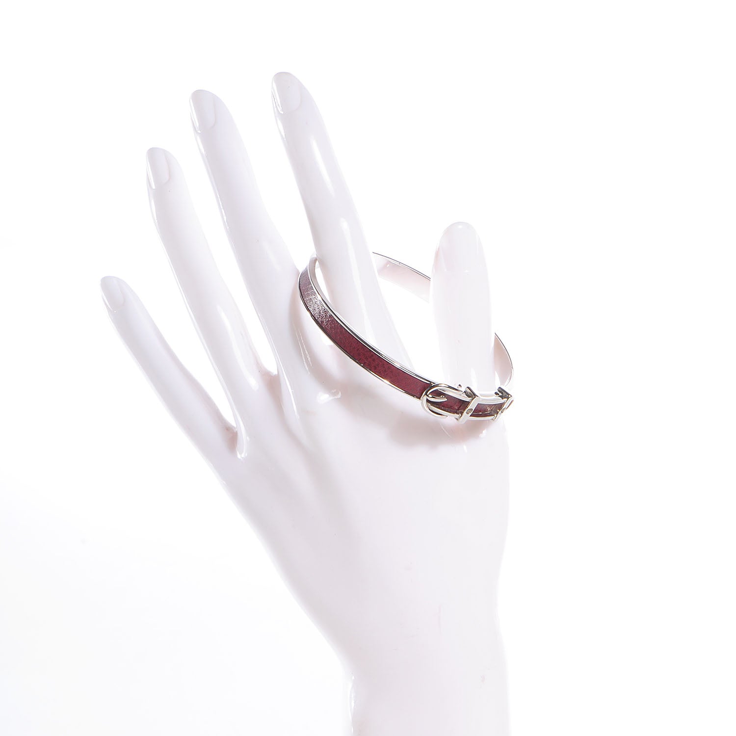 Hermes Vache Liegee Belt Buckle Bangle Rouge Garance 2 of 8