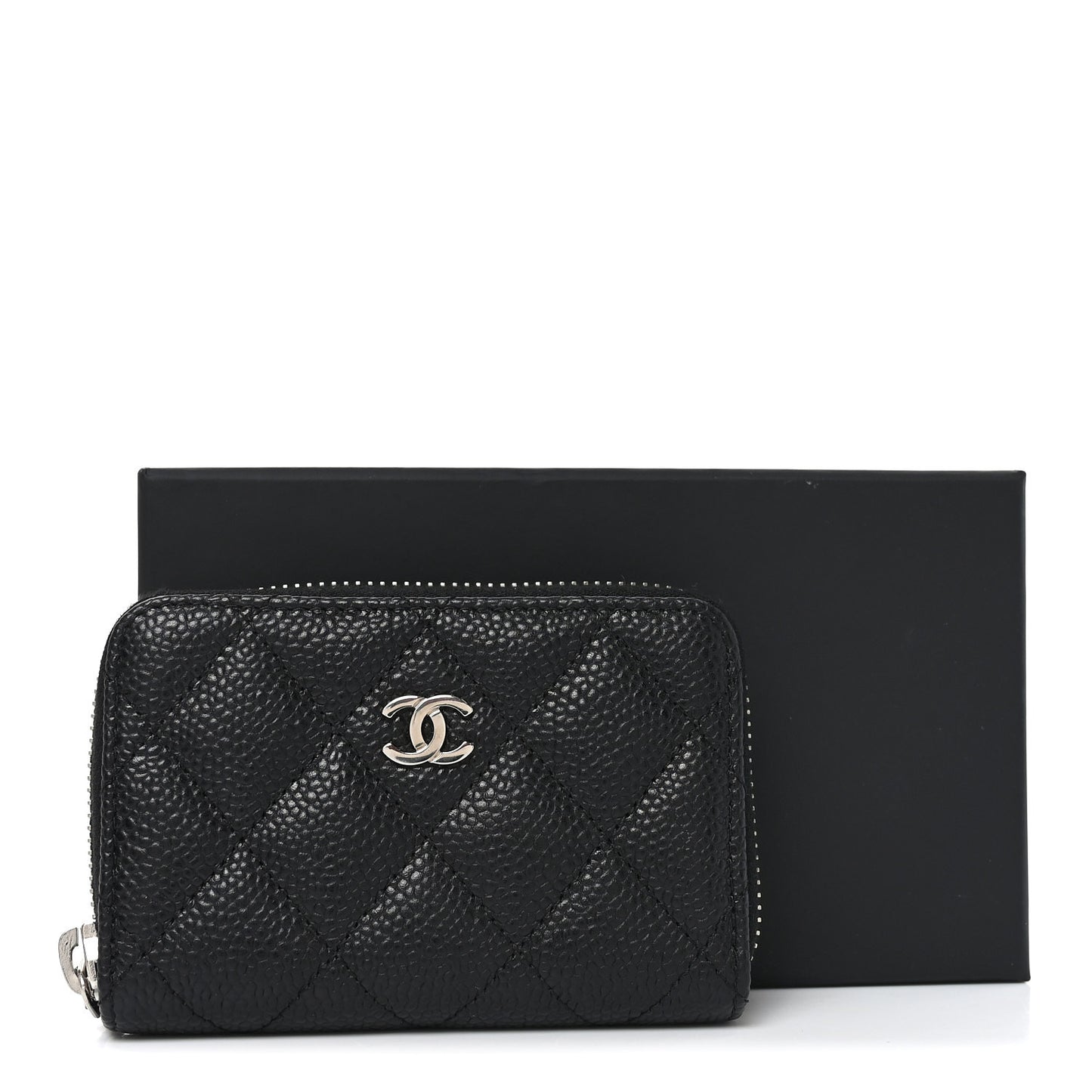 Caviar Quilted Zip Coin Purse Black