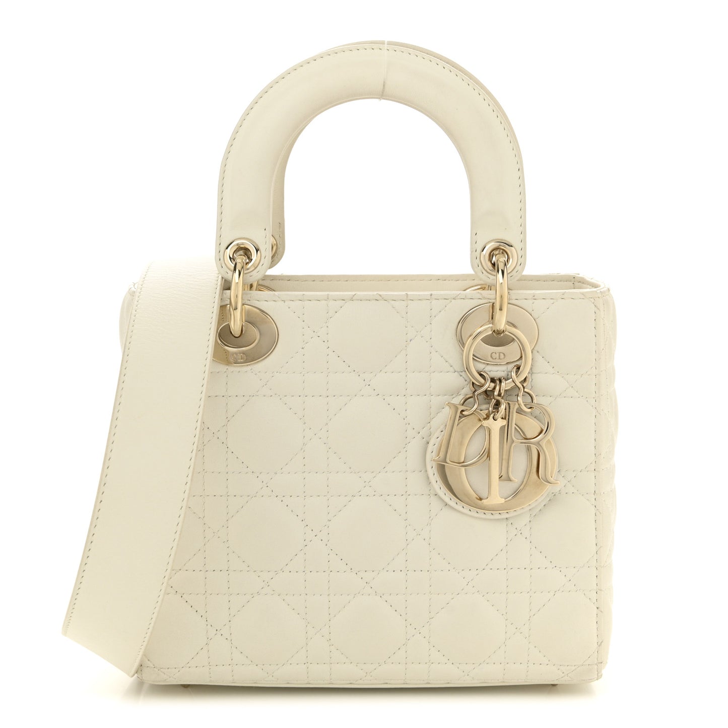 Lambskin Cannage Small Lady Dior White