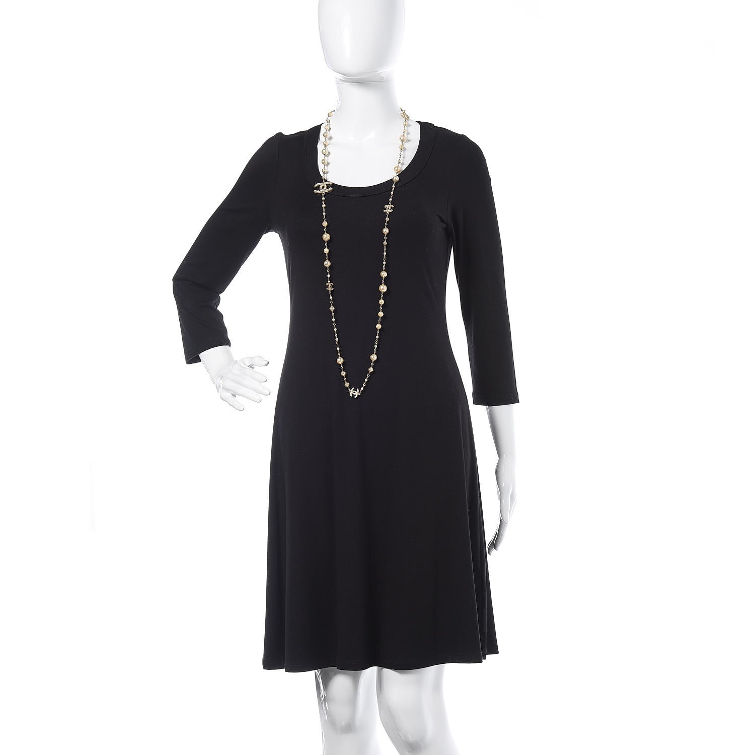 Chanel Graduated Pearl Crystal CC Long Necklace Gold 2 of 5