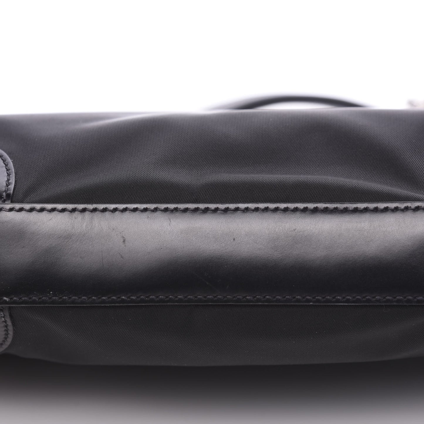 Tessuto Nylon Calfskin Chain Shoulder Bag Black
